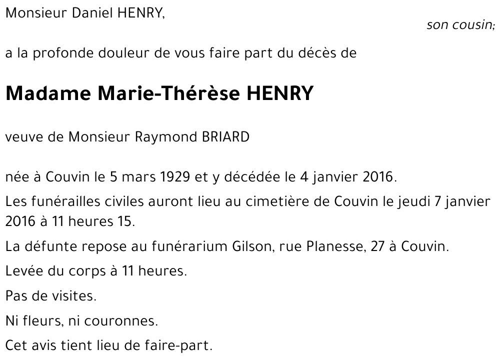 Marie-Thérèse HENRY