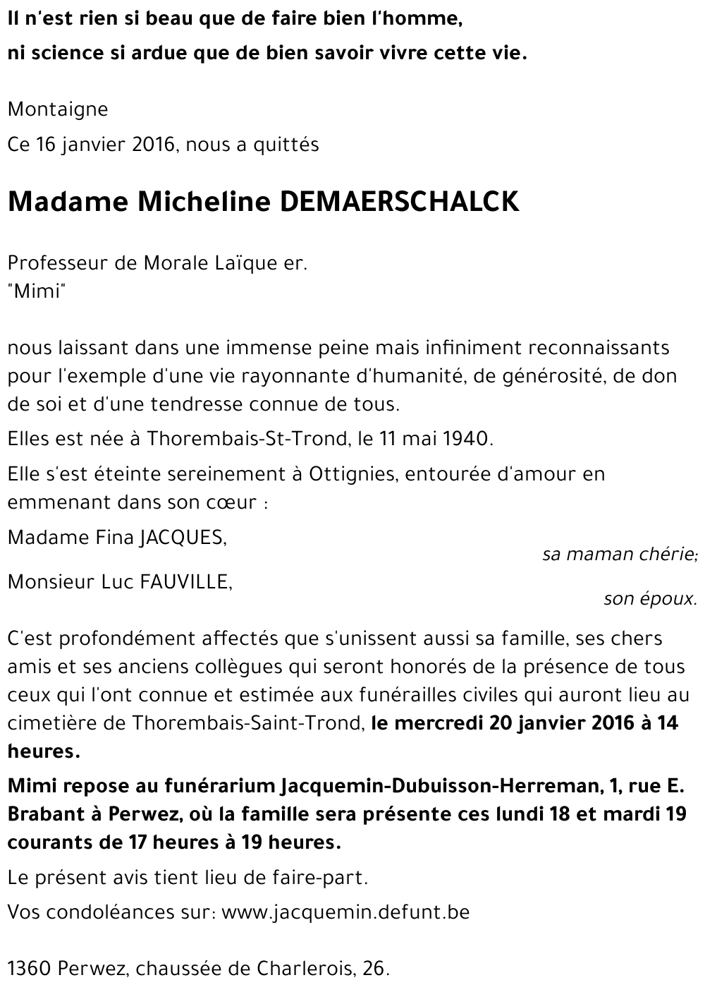 Micheline DEMAERSCHALCK