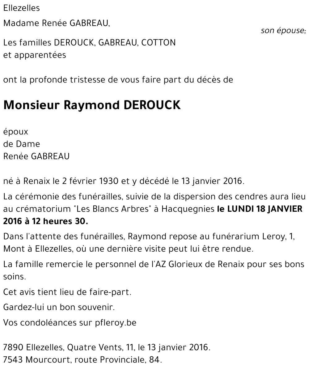 Raymond DEROUCK