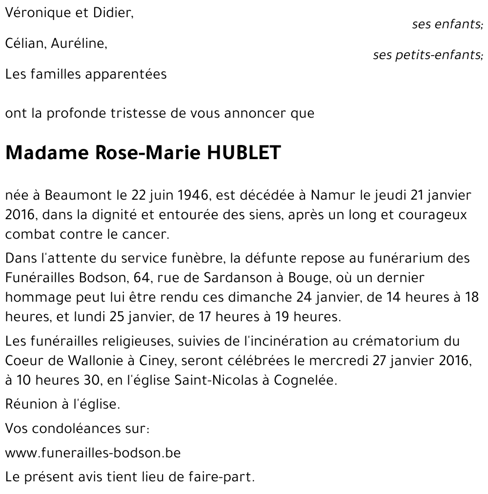 Rose-Marie HUBLET