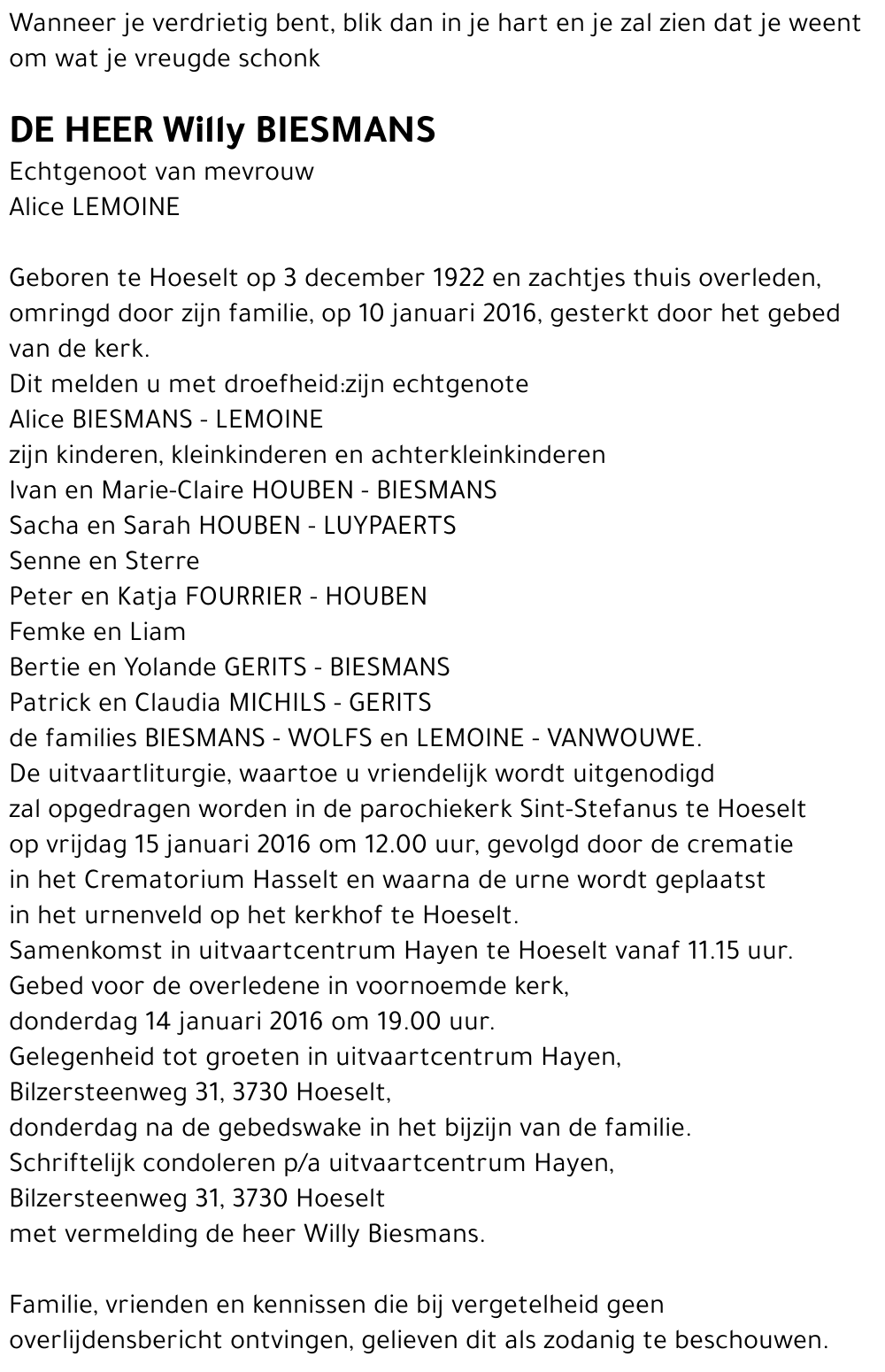 Willy BIESMANS
