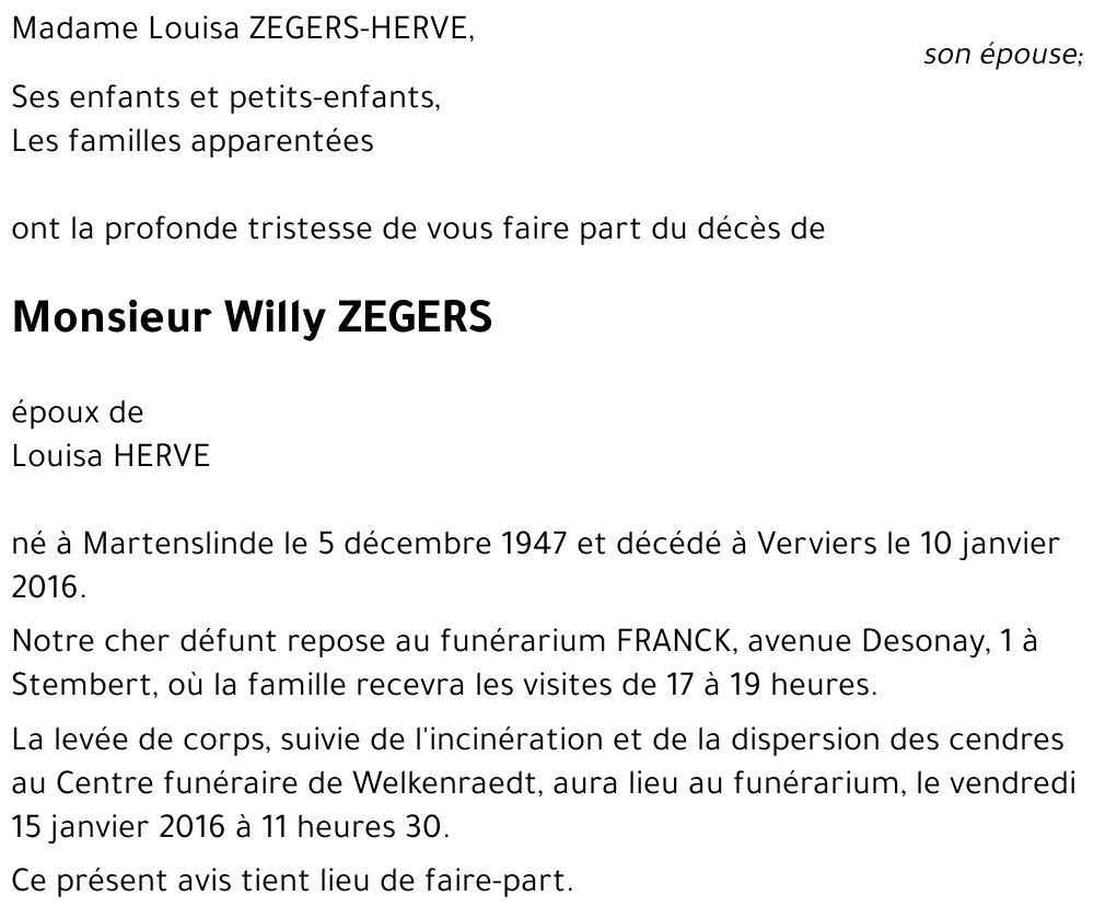Willy ZEGERS