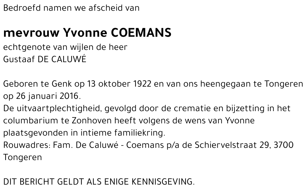 Yvonne COEMANS
