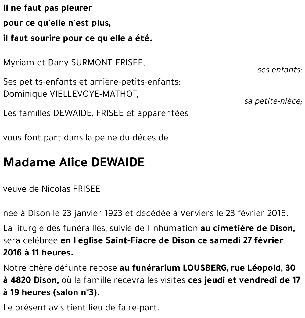 Alice DEWAIDE
