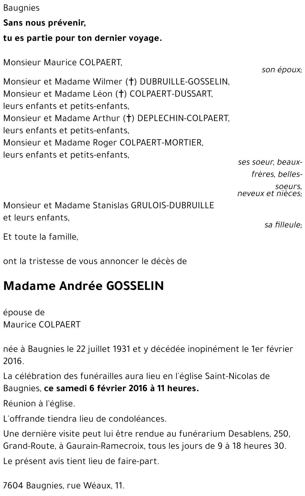 Andrée GOSSELIN
