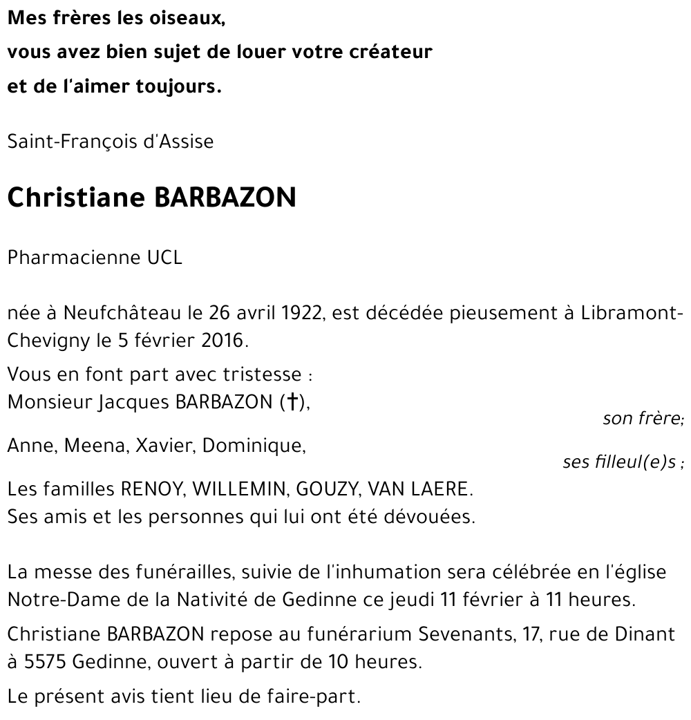 Christiane BARBAZON