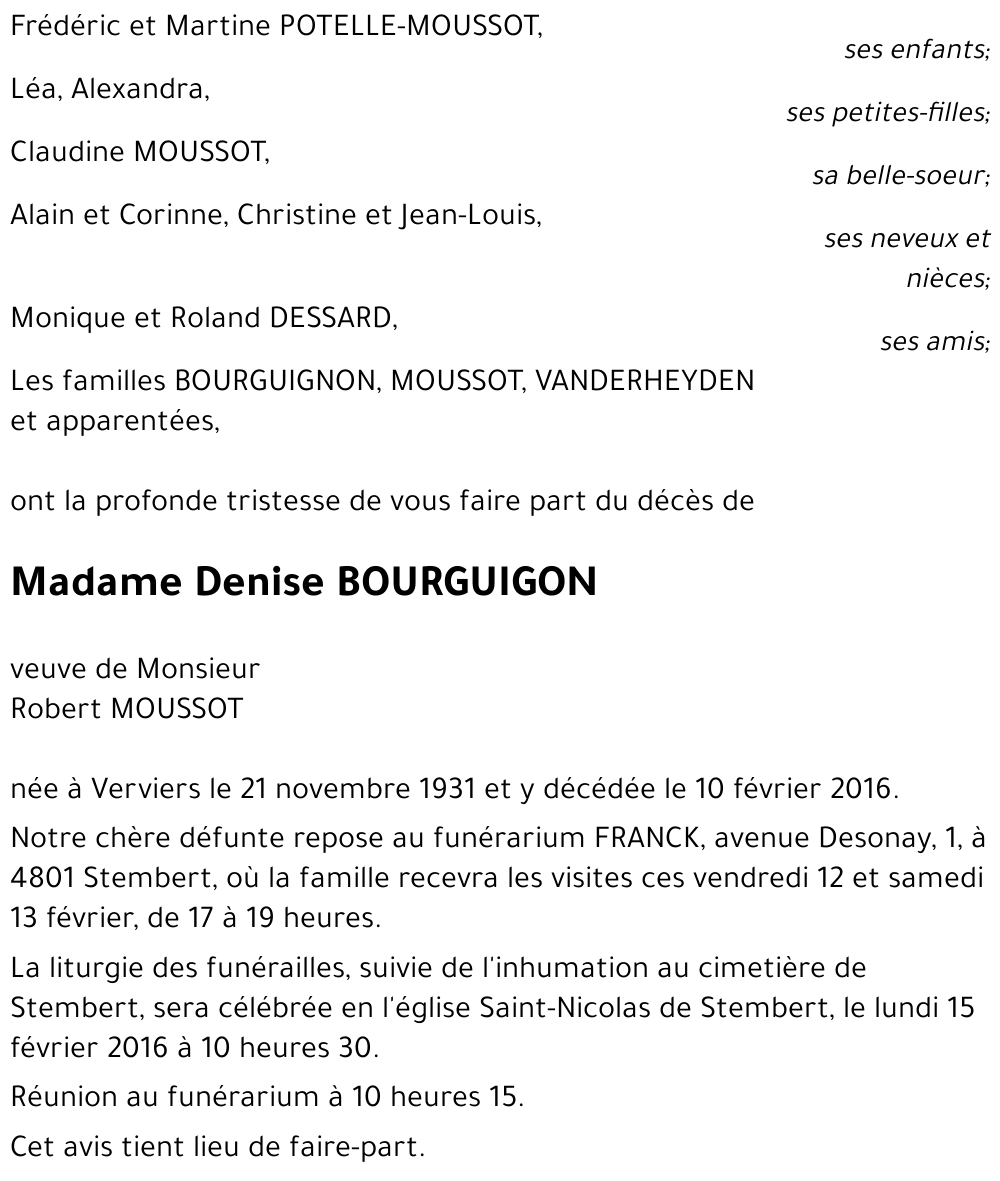Denise BOURGUIGON