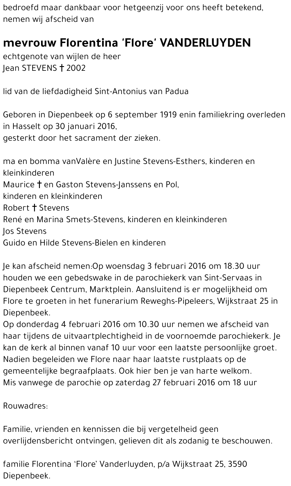 Florentina 'Flore' Vanderluyden