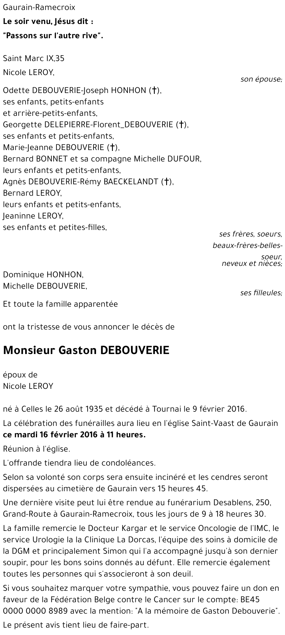 Gaston DEBOUVERIE