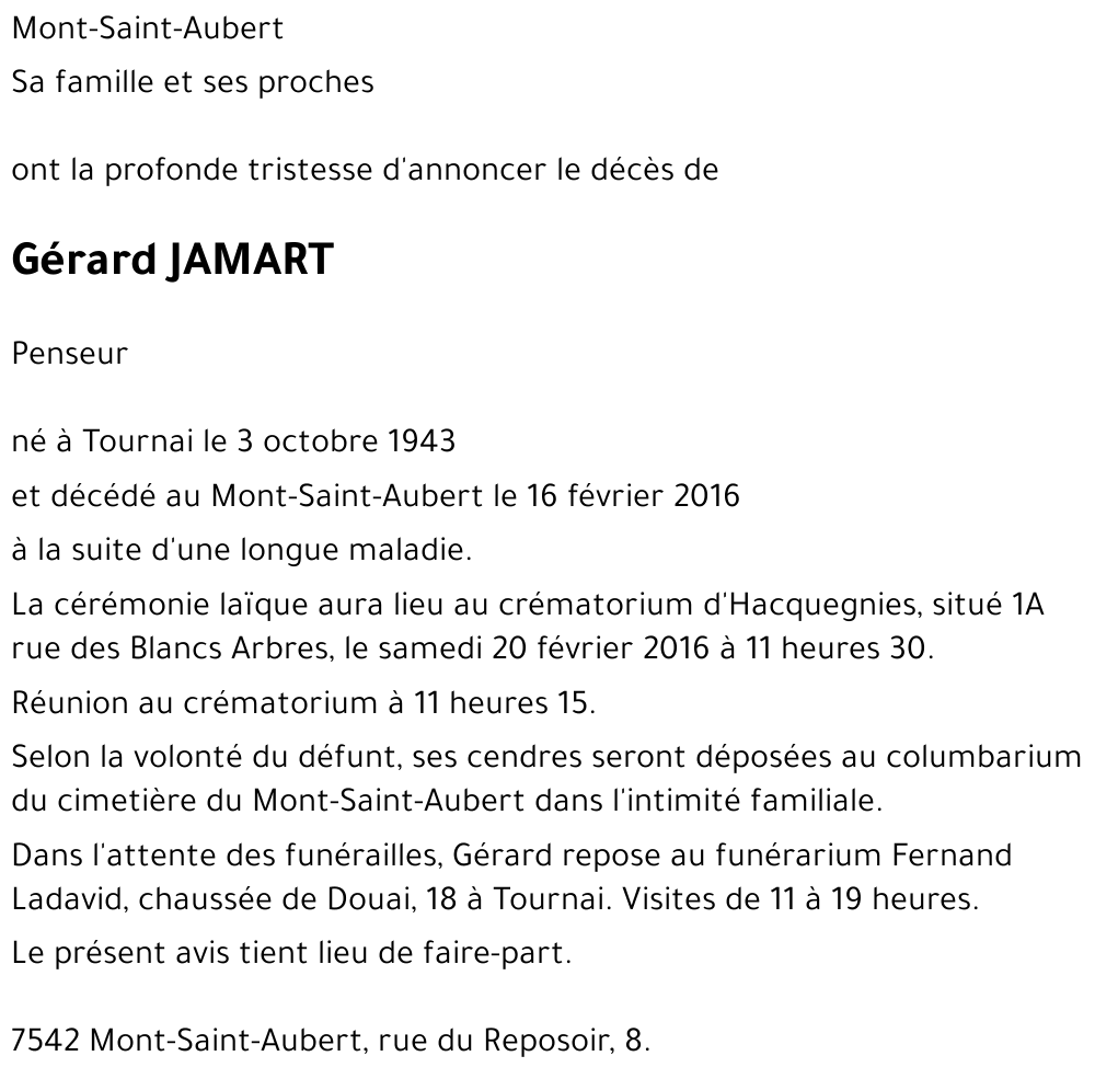 Gérard JAMART