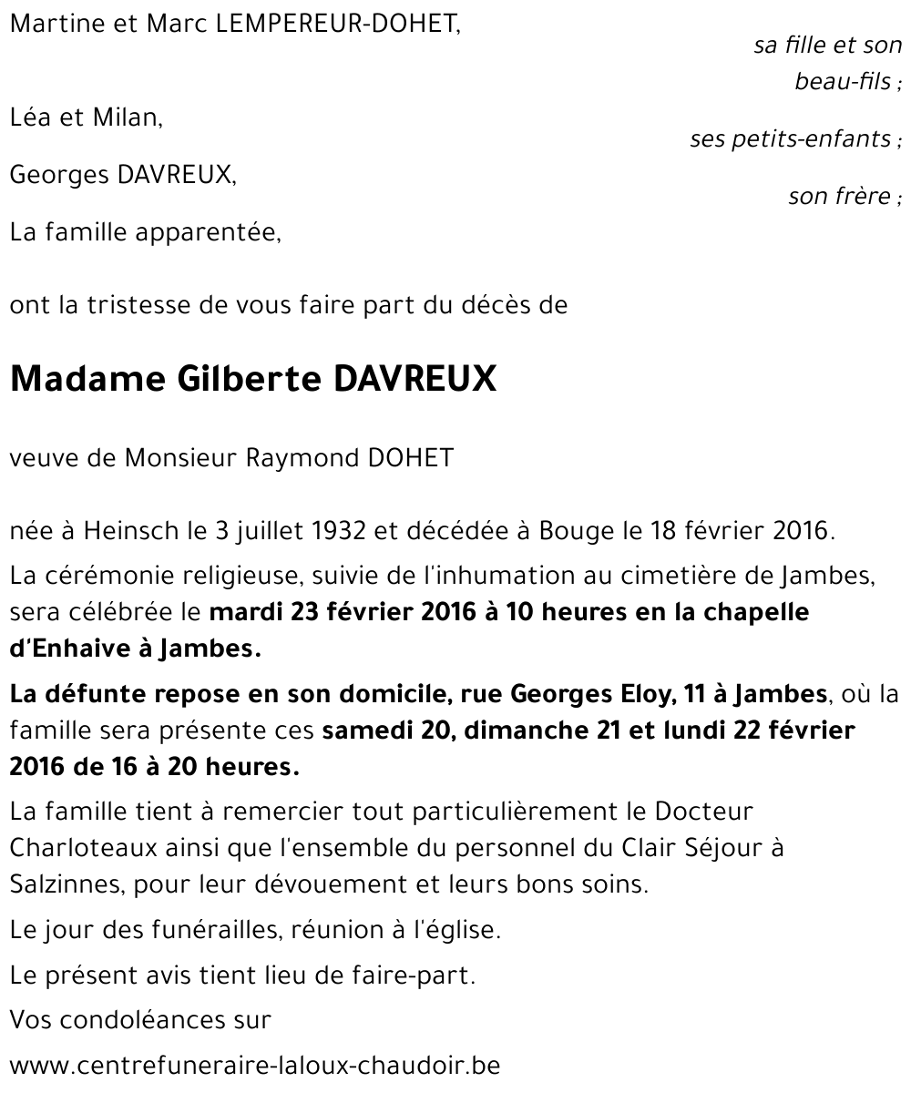 Gilberte DAVREUX