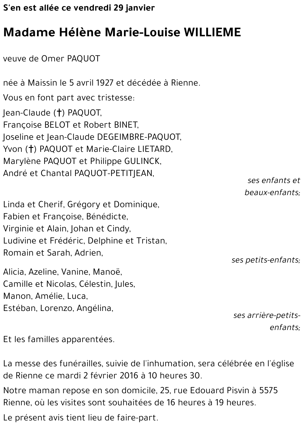 Hélène Marie-Louise WILLIEME