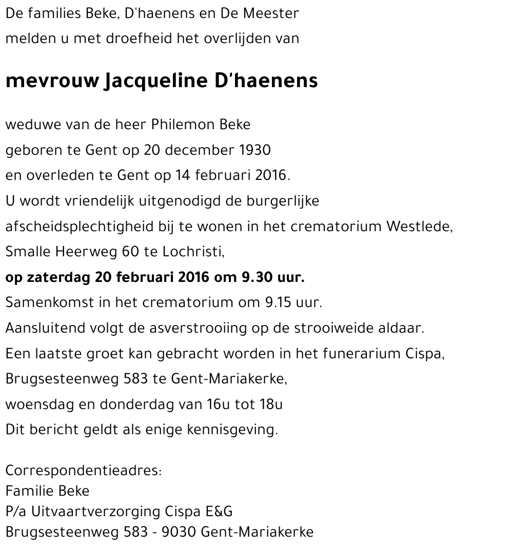 Jacqueline D'haenens