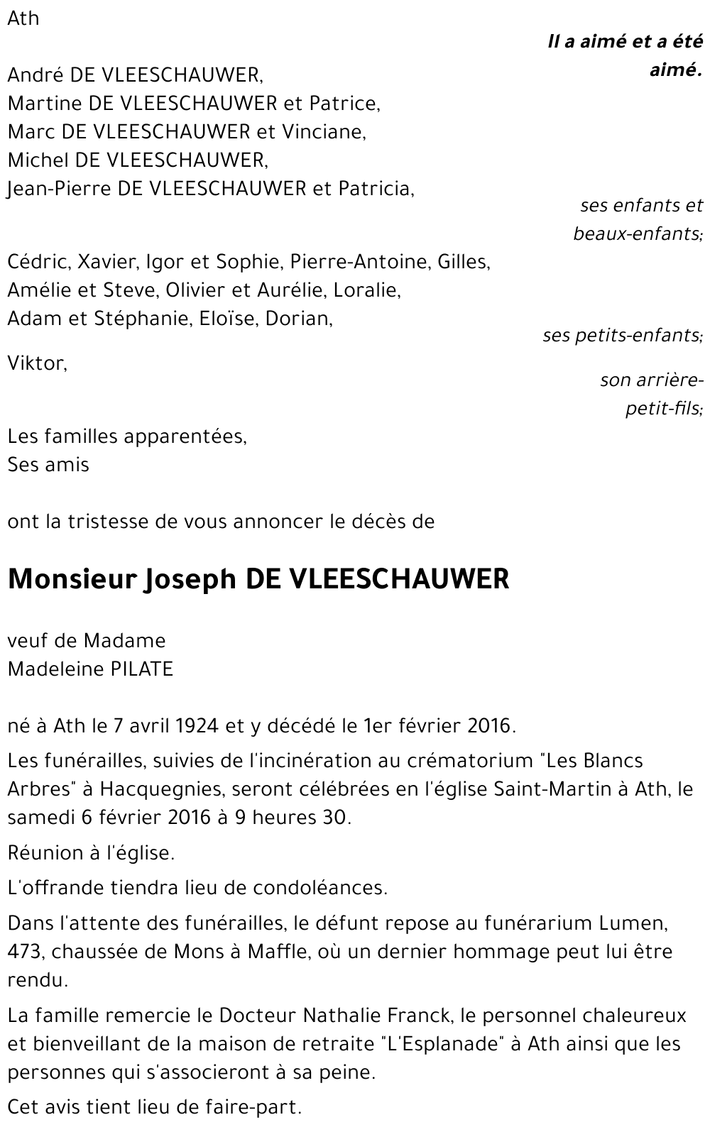 Joseph DE VLEESCHAUWER