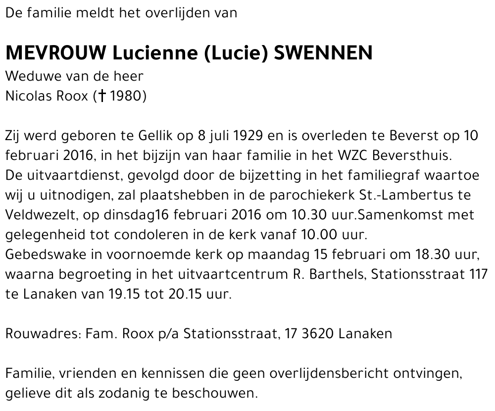 Lucienne (Lucie) Swennen