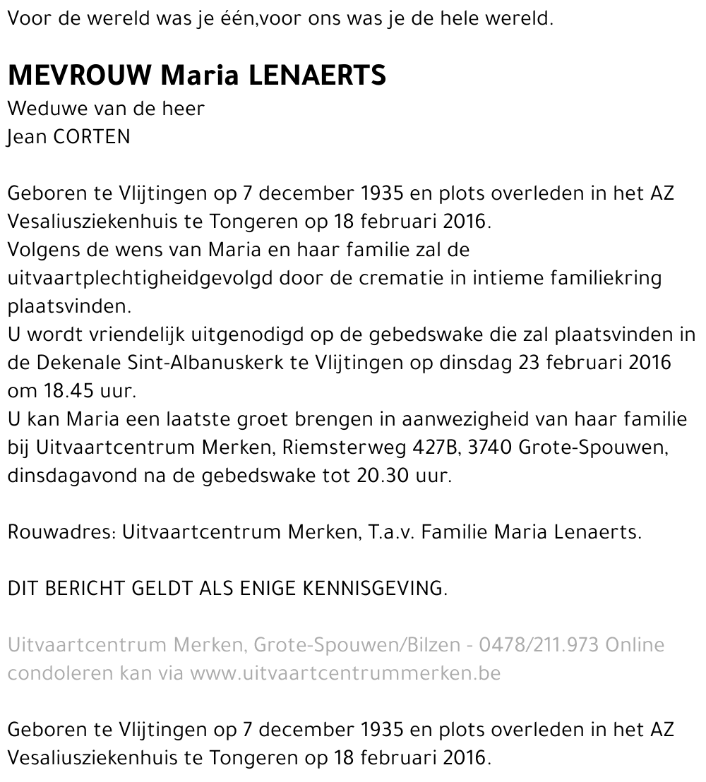 Maria LENAERTS