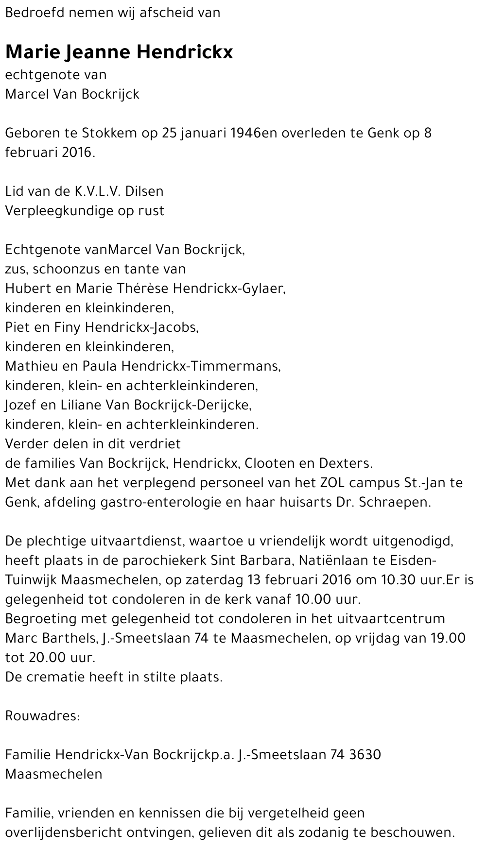 Marie Jeanne Hendrickx