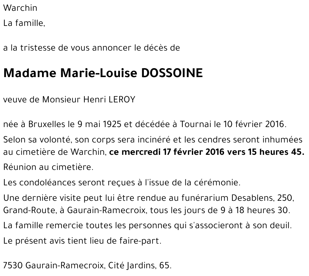 Marie-Louise DOSSOINE