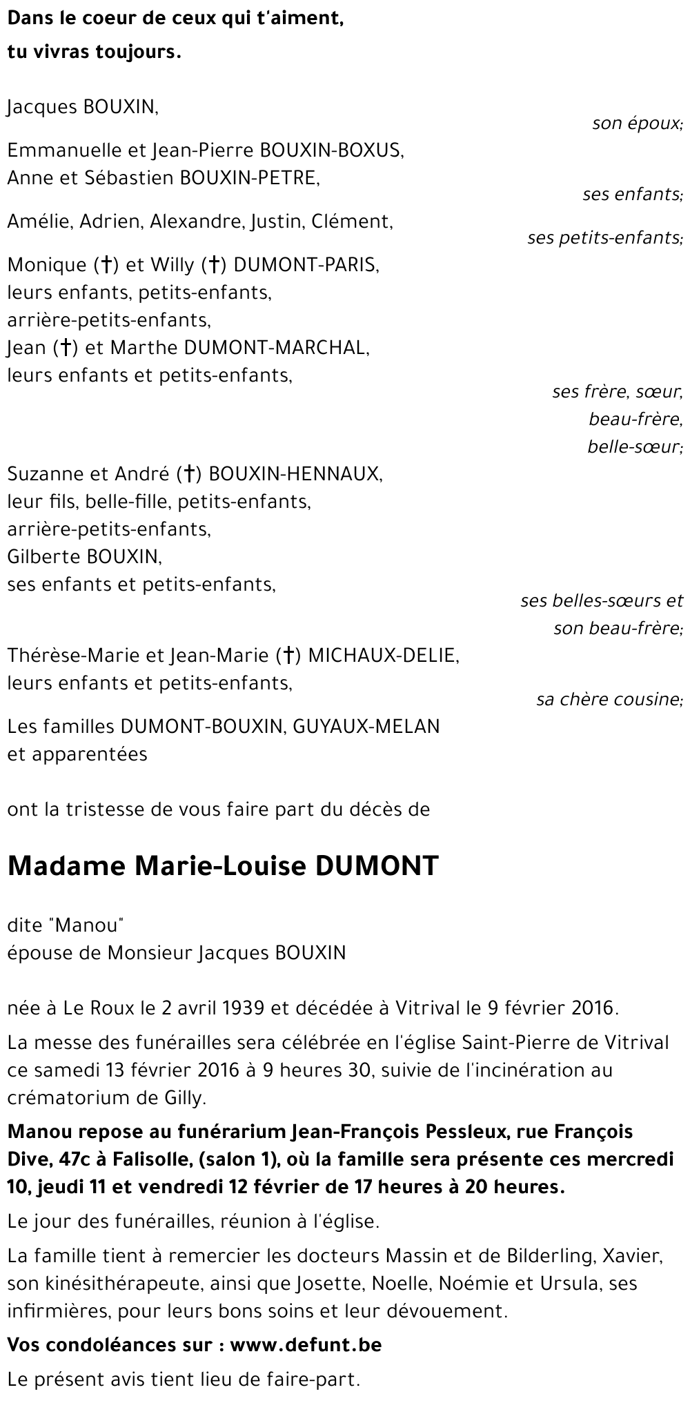 Marie-Louise DUMONT