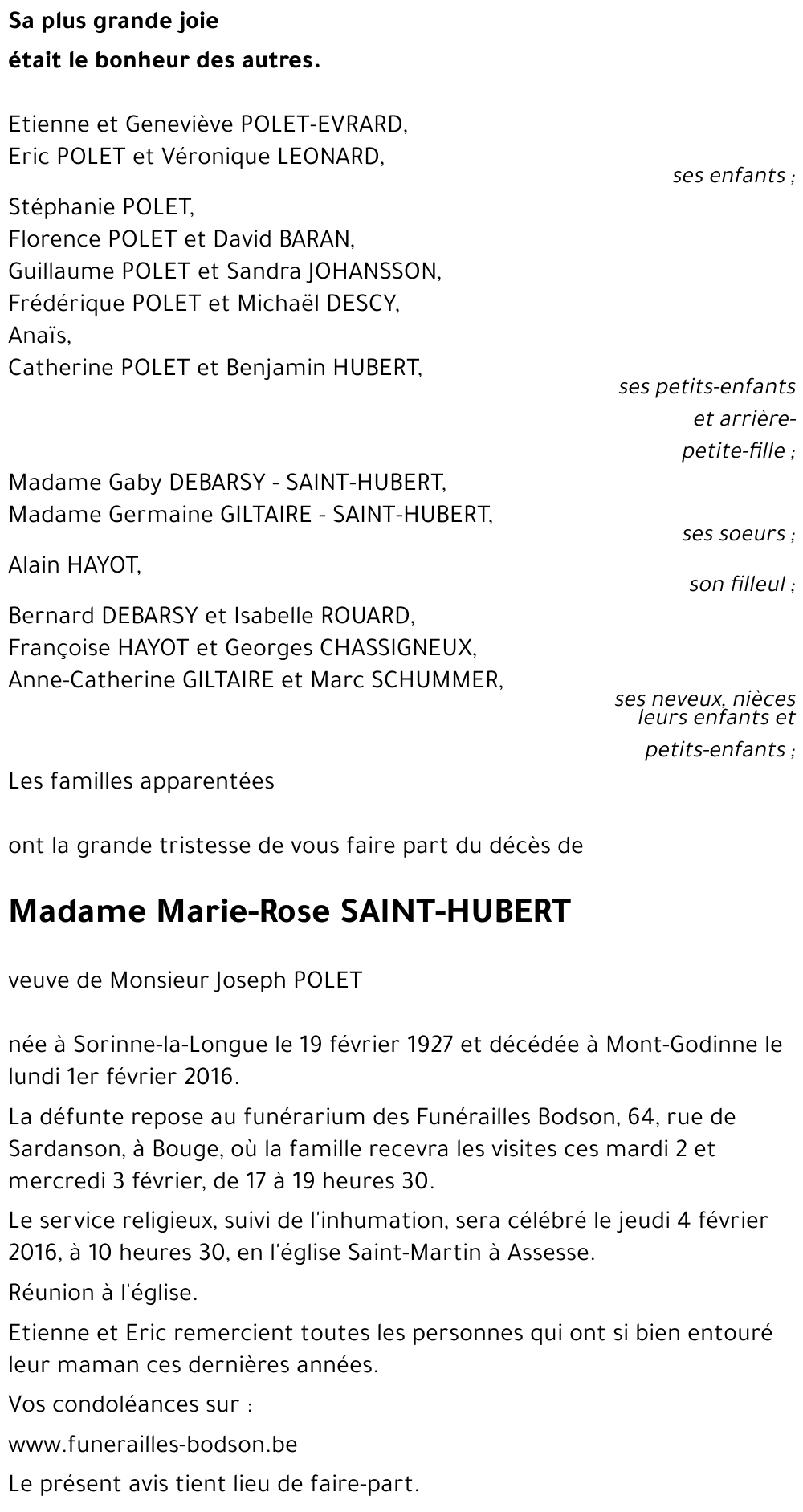 Marie-Rose SAINT-HUBERT