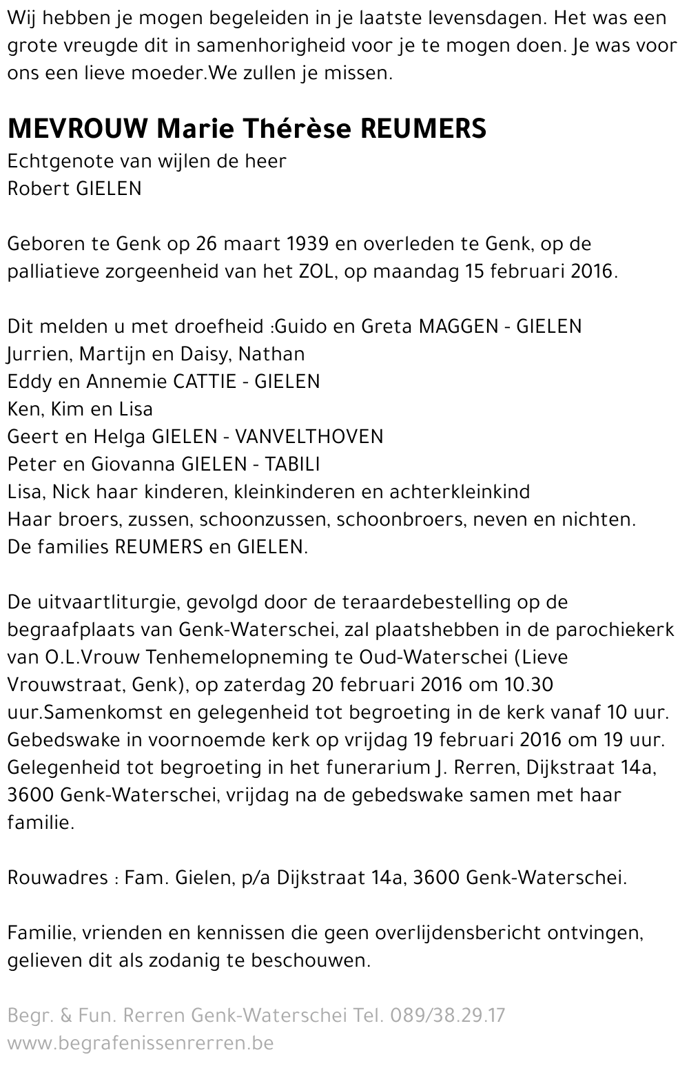 Marie Thérèse Reumers