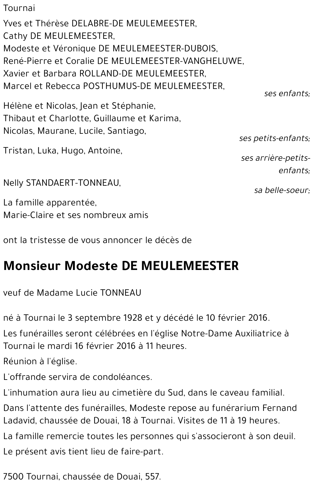 Modeste DE MEULEMEESTER