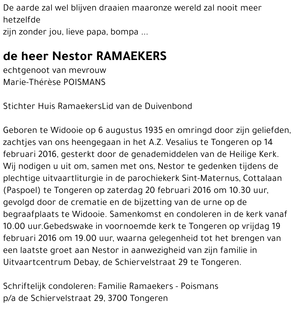 Nestor RAMAEKERS