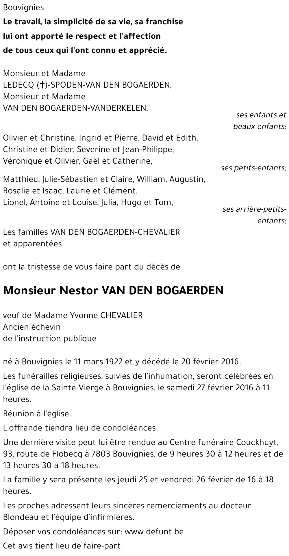 Nestor VAN DEN BOGAERDEN