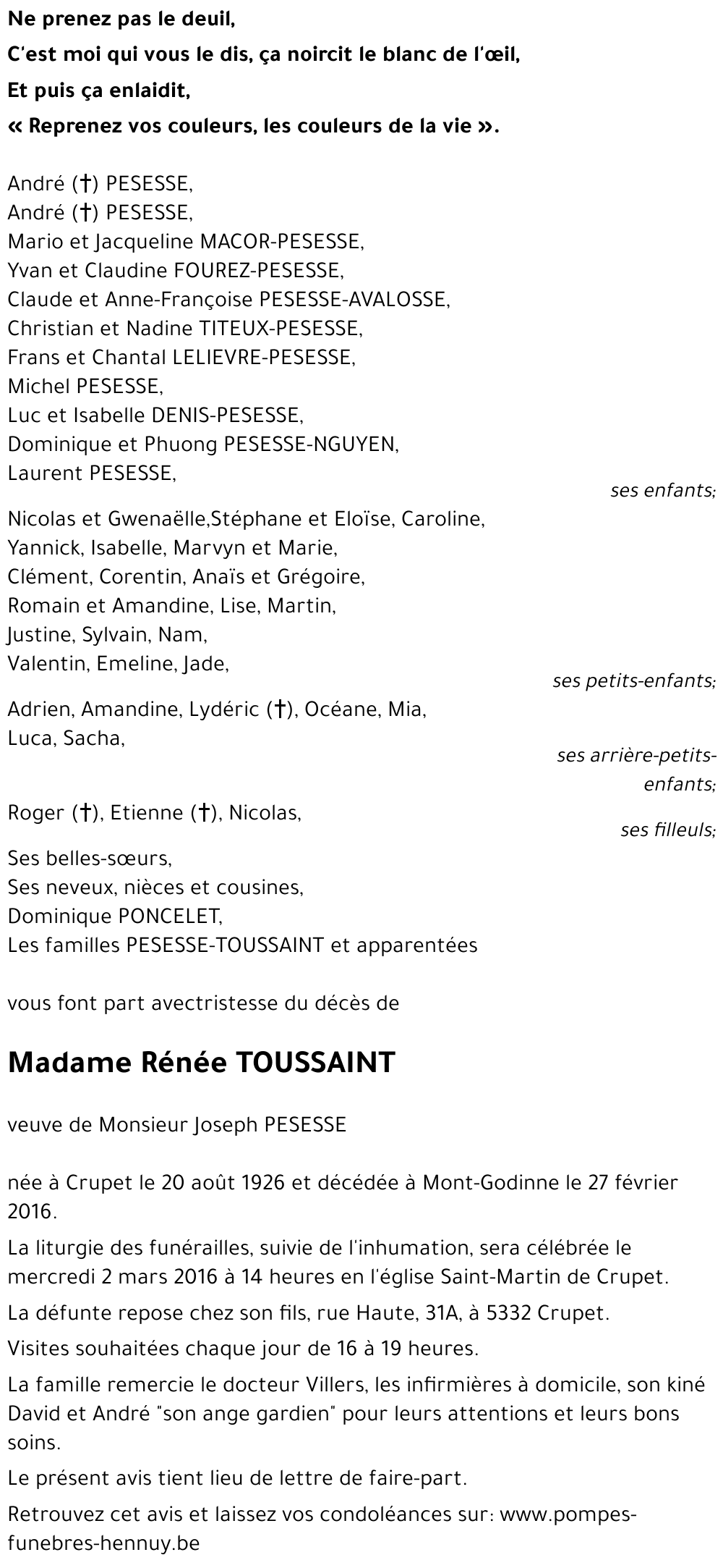 Rénée TOUSSAINT