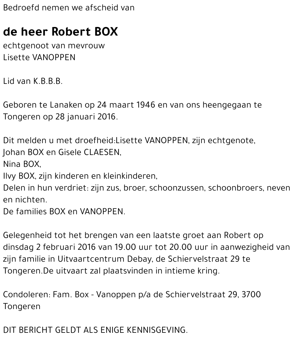 Robert BOX