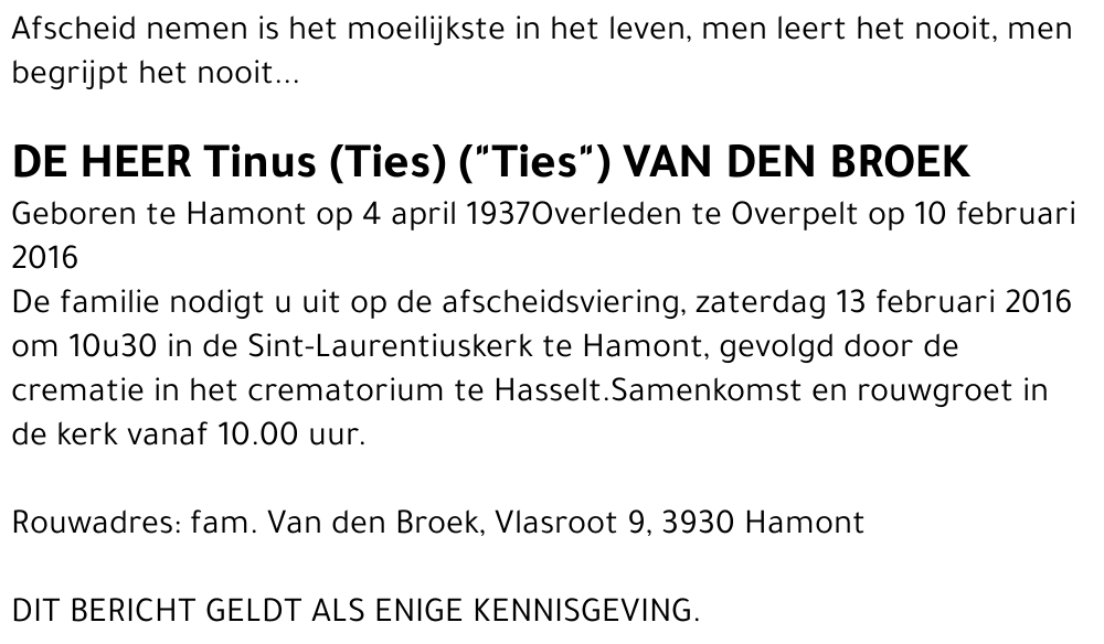 Tinus Van den Broek