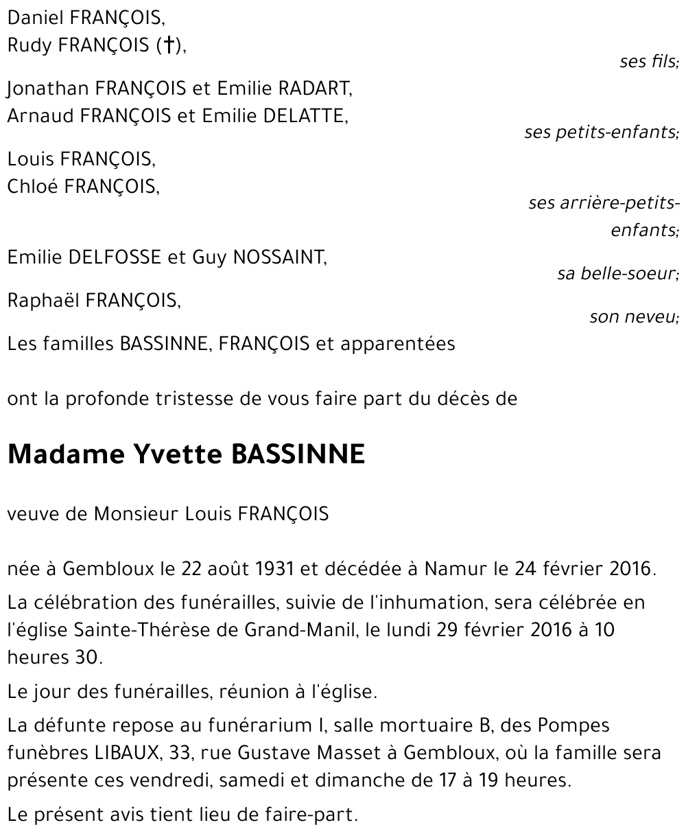 Yvette BASSINNE