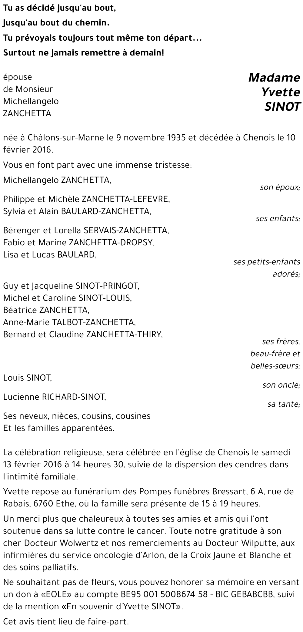 Yvette SINOT 