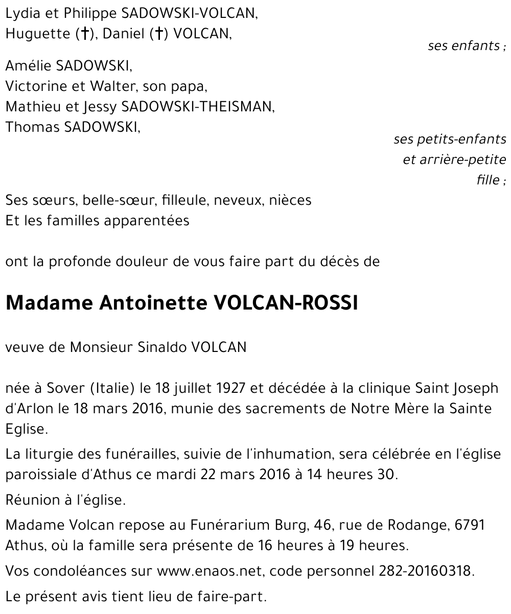 Antoinette VOLCAN-ROSSI