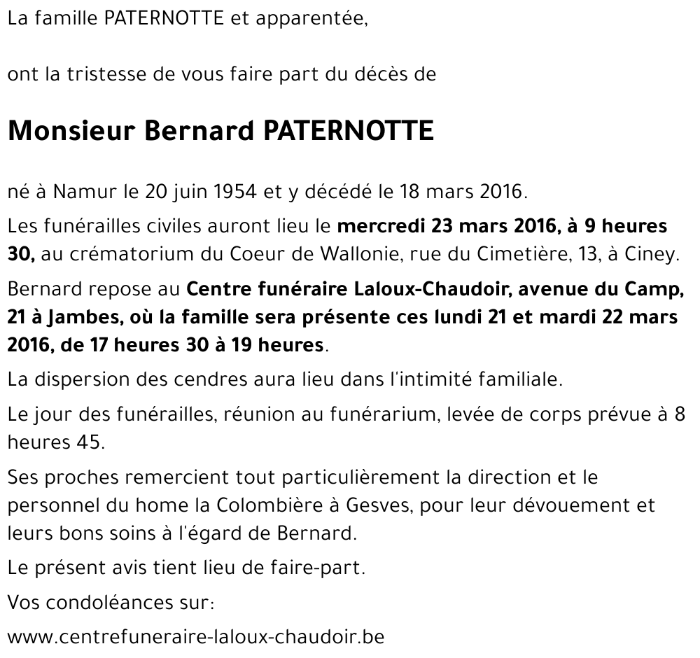 Bernard PATERNOTTE