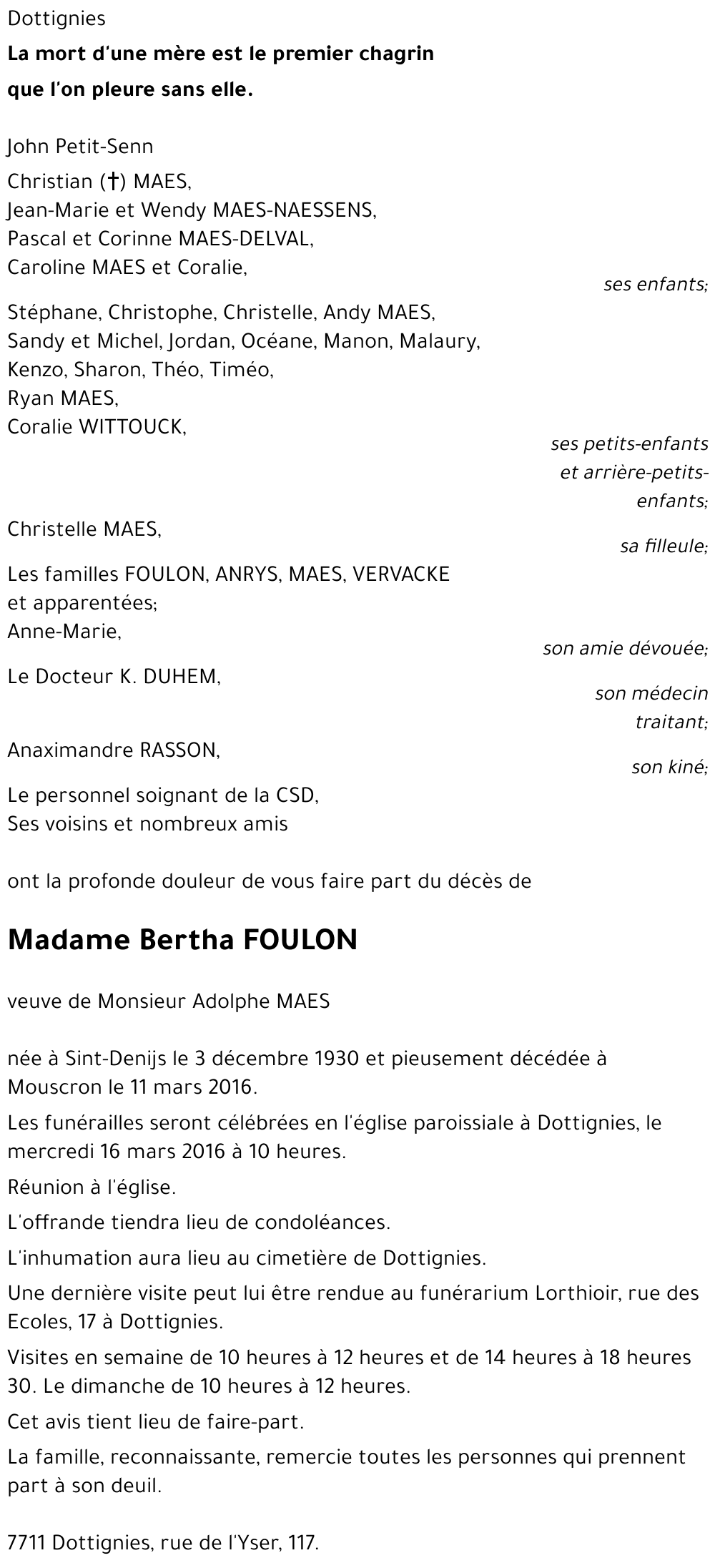 Bertha FOULON