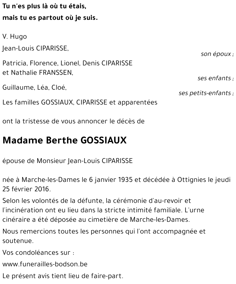 Berthe GOSSIAUX