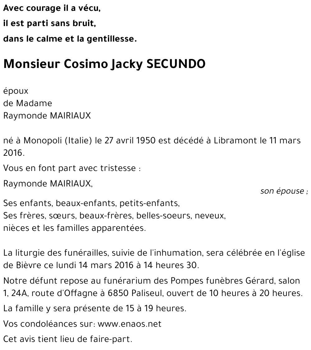 Cosimo Jacky SECUNDO