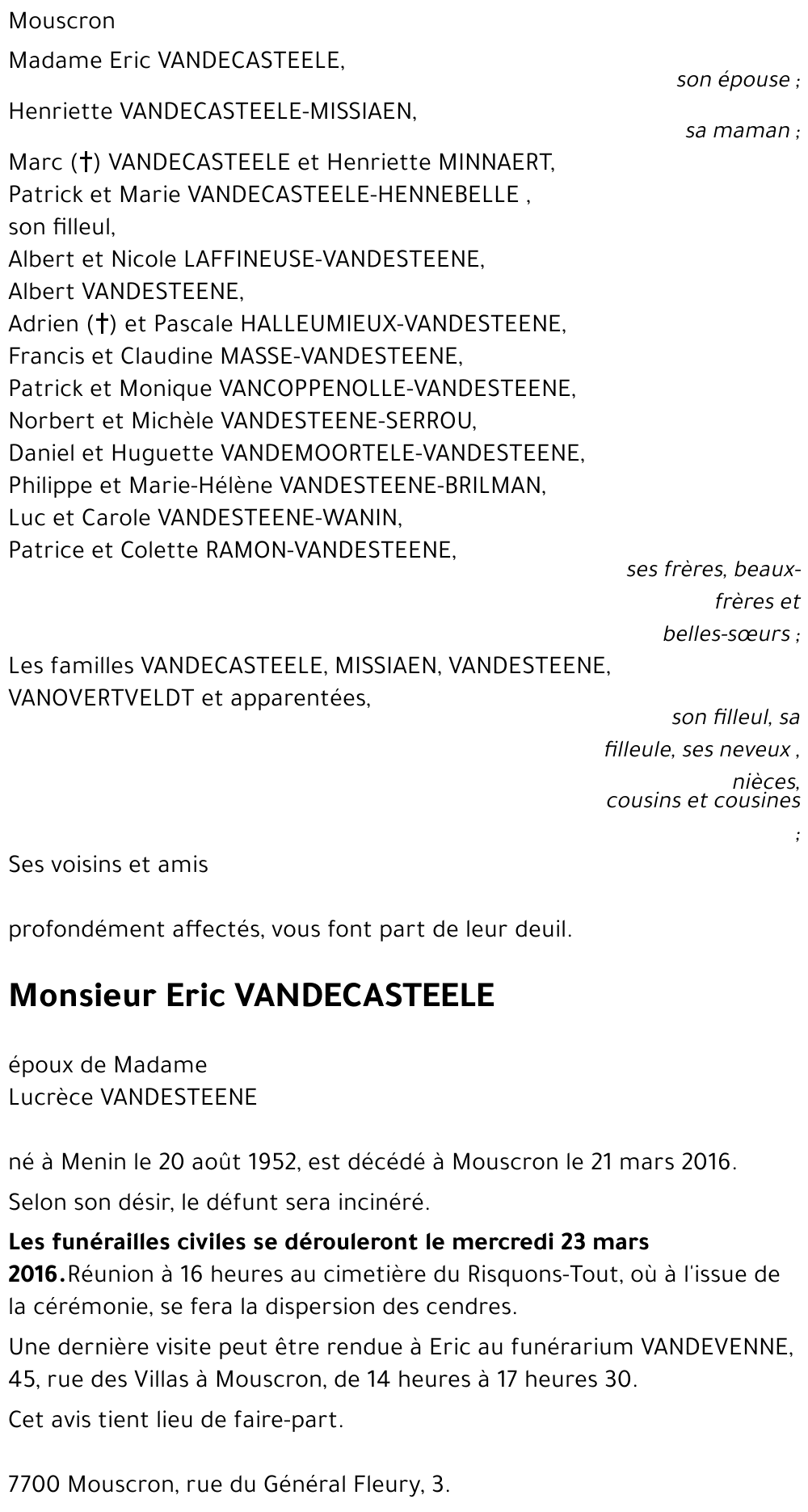 Eric VANDECASTEELE