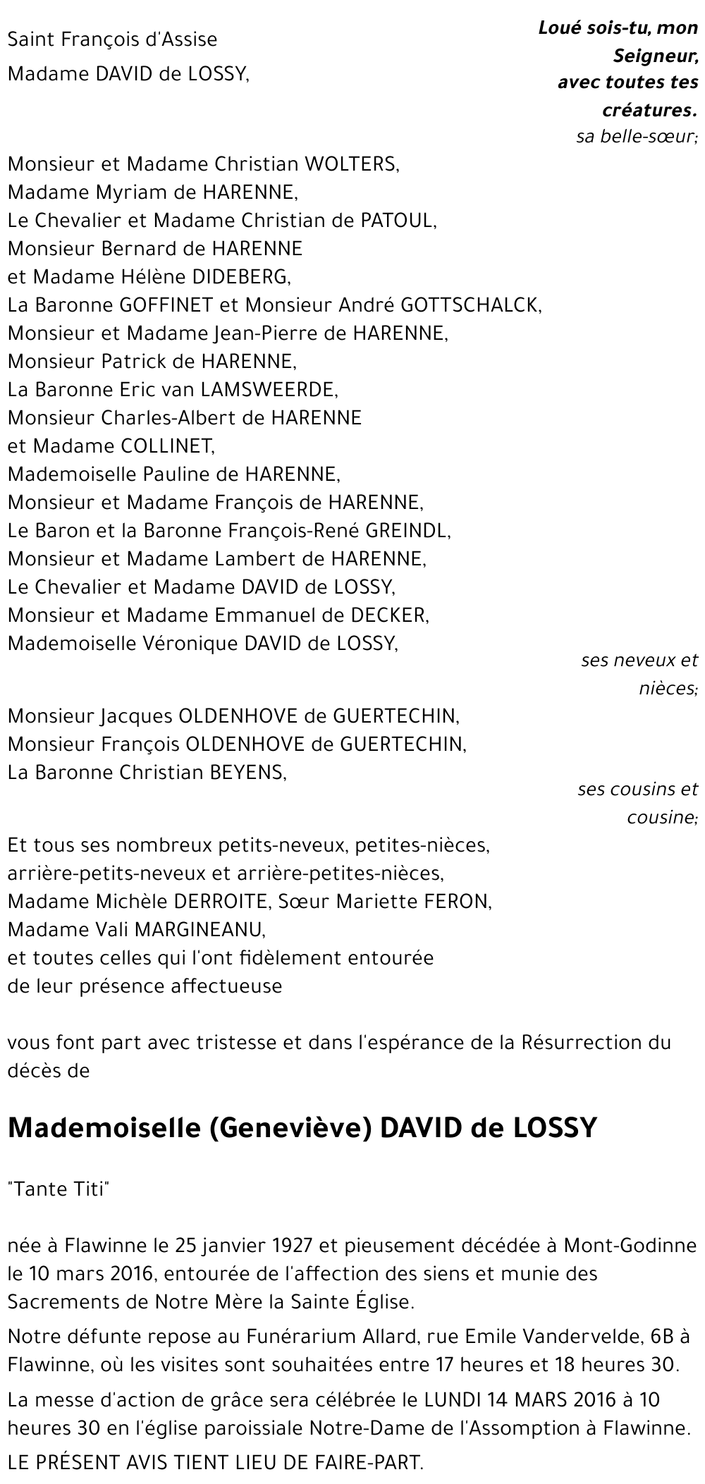 Geneviève DAVID de LOSSY