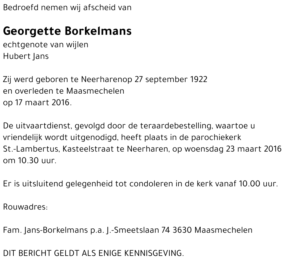 Georgette Borkelmans