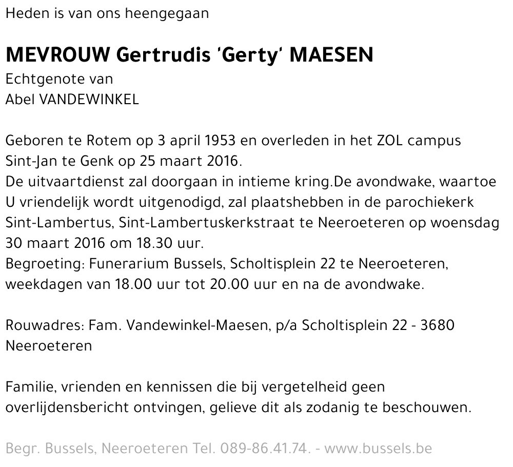 Gertrudis 'Gerty' MAESEN