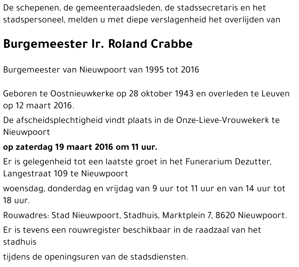 Ir. Roland Crabbe