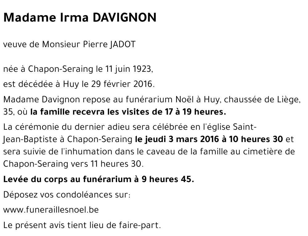 Irma DAVIGNON