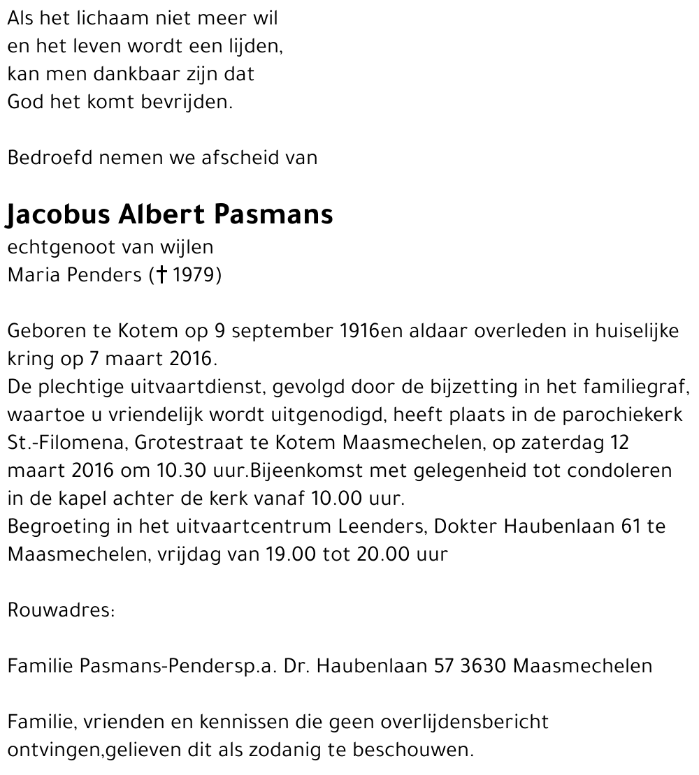 Jacobus Albert Pasmans