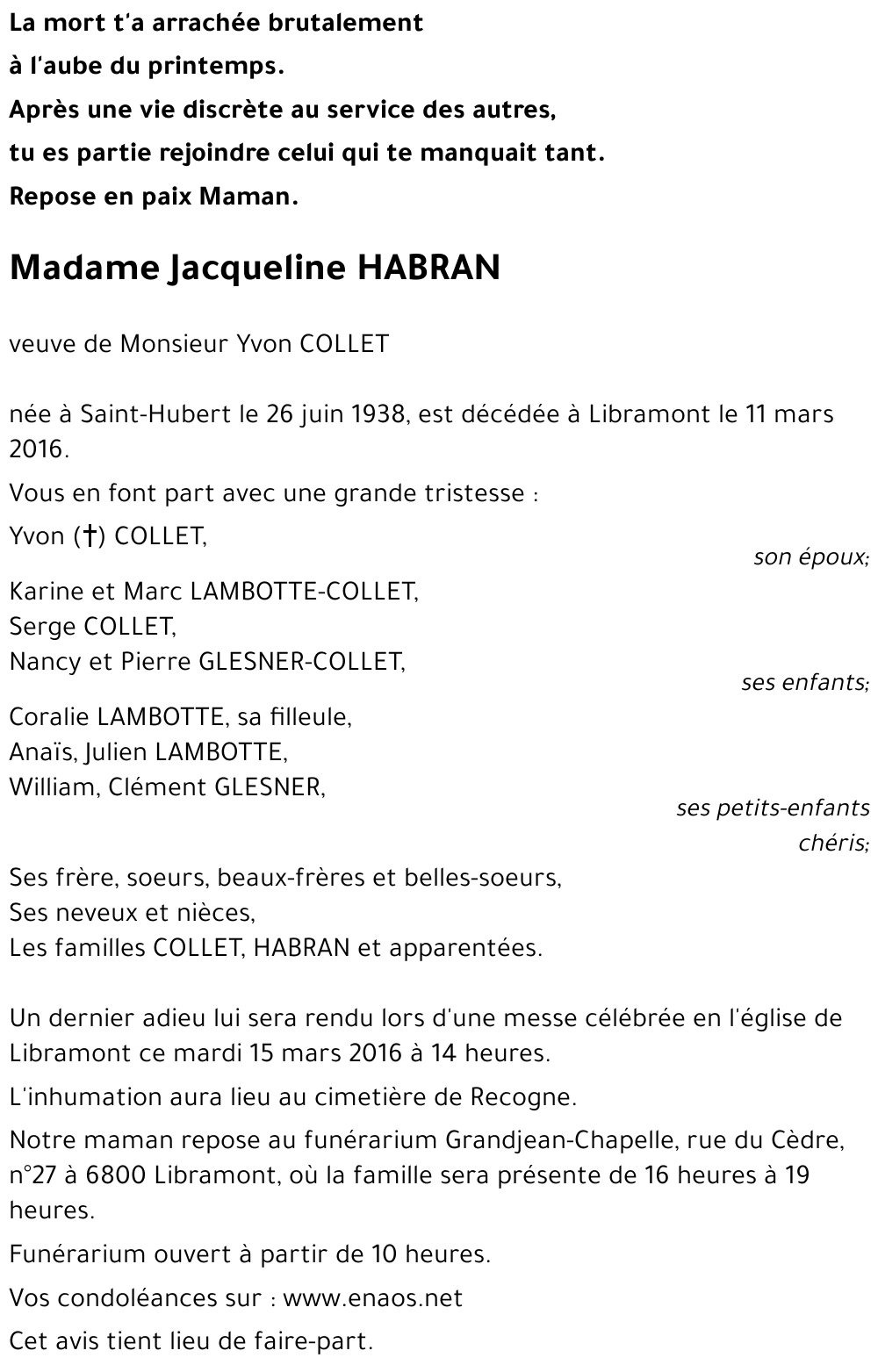 Jacqueline HABRAN