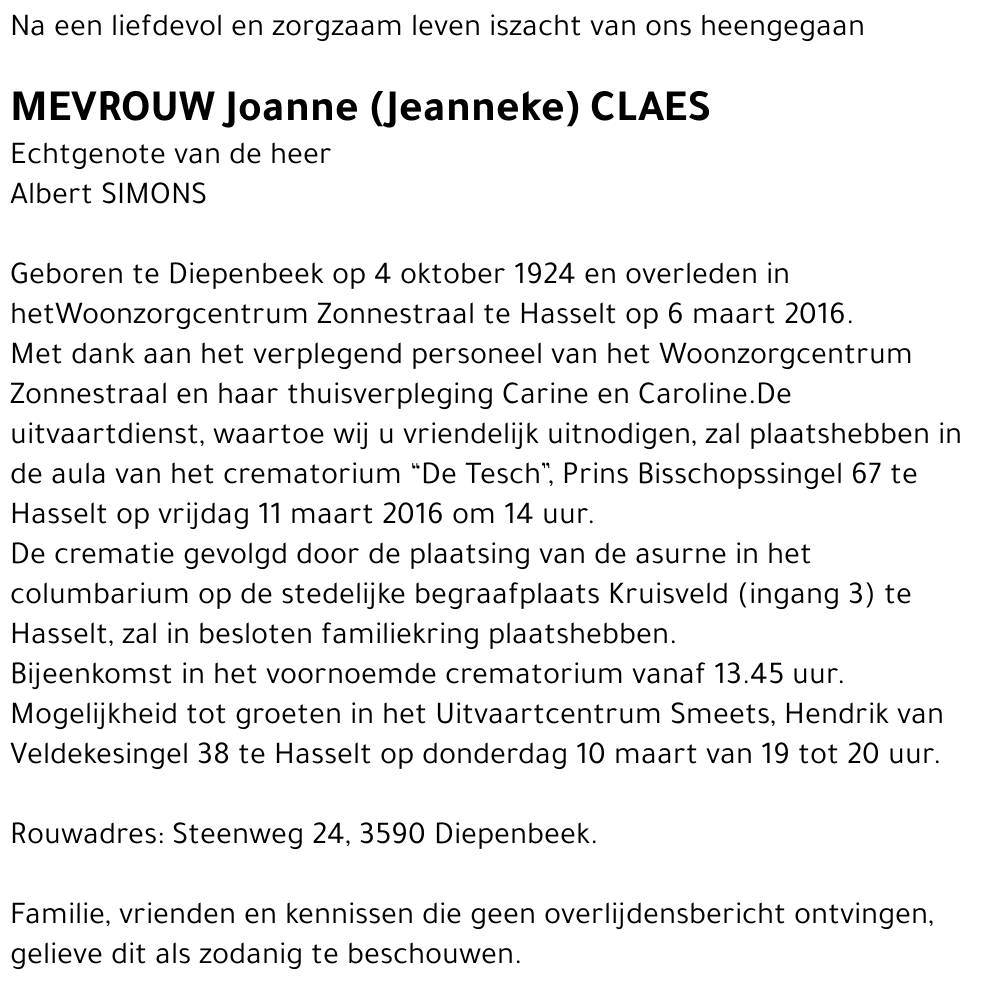 Joanne (Jeanneke) Claes