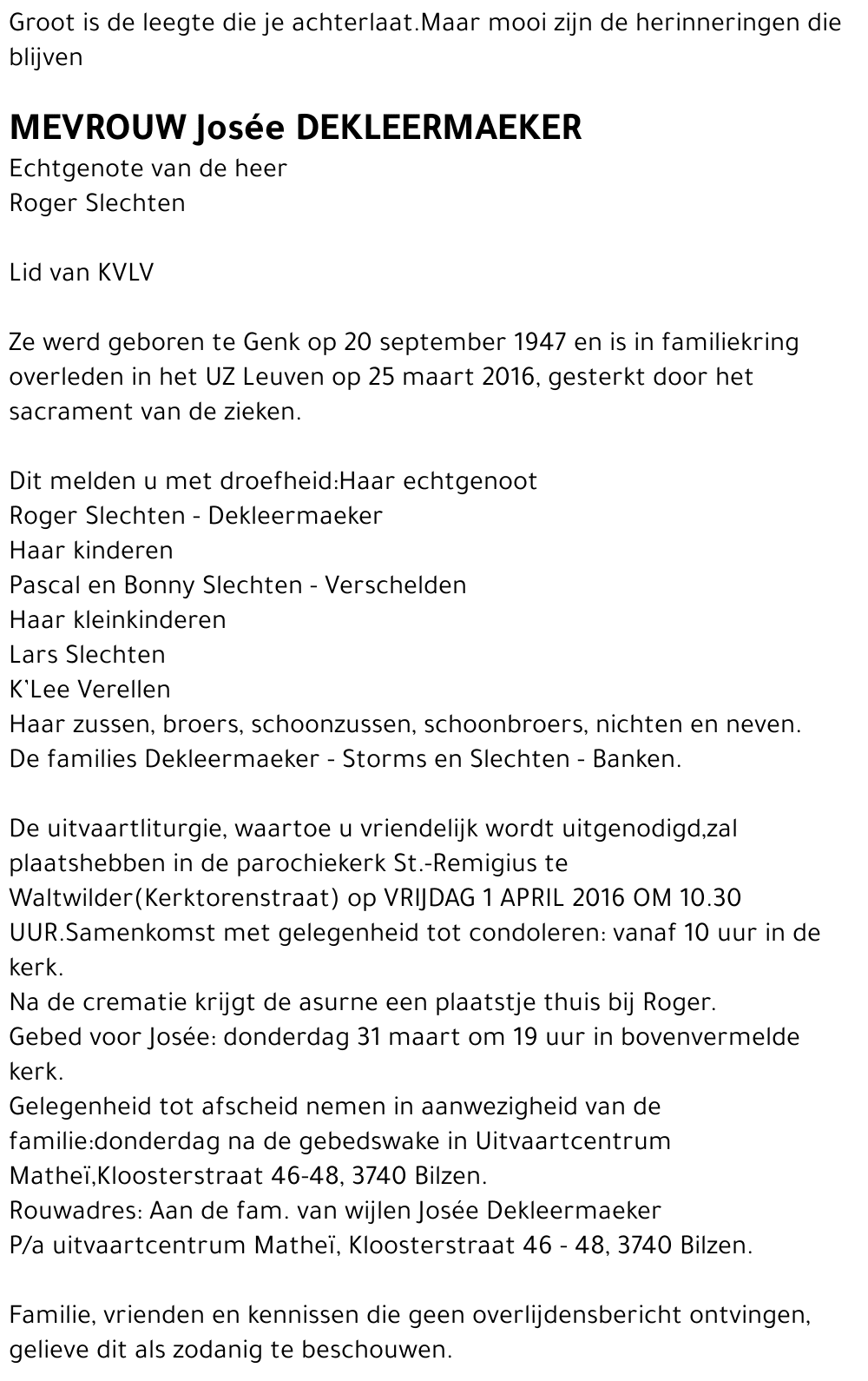 Josée Dekleermaeker