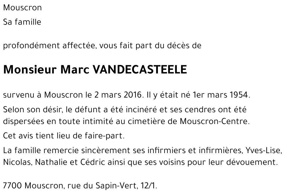 Marc VANDECASTEELE