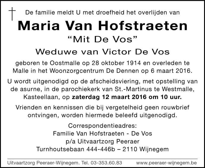Maria Van Hofstraeten